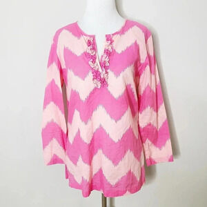 J. McLaughlin Pink Geometric Tunic Top XS